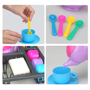 Juego de té para niños y niñas, accesorios de cocina, platos de juguete, tetera, utensilios de cocina, juego de regalo - Product Image 3