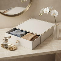 Caja de Embalaje de Papel Crema Personalizada, Caja de Regalo de Cartón Deslizante Minimalista para Embalaje de Pañuelos de Seda y Camisas