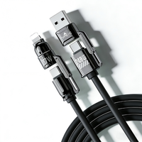 Câble de charge multi-prise fiable 240W 4-en-1 PD 3.1 en silicone liquide USB A/C vers C Lightning 1m 2m pour MacBook iPhone iPad
