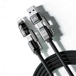 Cable de Carga Multiusos 4 en 1 de 240W, PD 3.1, Silicona Líquida, USB A/C a C, Cable Lightning de 1m 2m para MacBook, iPhone, <span class=keywords><strong>iPad</strong></span> - Product Image 1