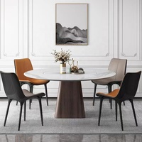 Moderner Esstisch mit Runder Schieferplatte, Sockel aus Kohlenstoffstahl und Optionalem Drehteller für das Esszimmer