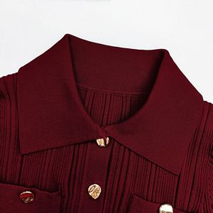 Vestido de Verano Elegante <span class=keywords><strong>Estilo</strong></span> Francés para Mujer, Tejido Sólido, Corte Sirena, con Cuello de Solapa con Botones, Ajuste Delgado y Diseño de Cola de Pez - Product Image 3