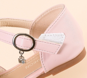 귀여운 활 진주 스팽글 플랫 샌들 소녀를위한 새로운 아이 공주 신발 어린이 춤을위한 편안한 플랫 힐 크기 23-35 - Product Image 4