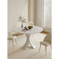 Table à manger circulaire compacte Delifeng en pierre de quartz, style minimaliste italien, blanc pur, haute température, style Xiaohongshu