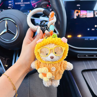Porte-clés en peluche ours mignon en tricot Kawaii avec lunettes, corde tressée, breloque créative pour sac en forme de fleur, pendentif de sac en forme de pull