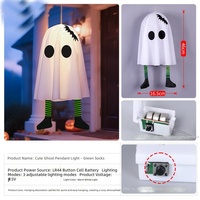 Nouvelle conception de fantôme lumineux LED en plastique pour Halloween avec des jambes rayées, alimenté par piles, pour la décoration de fête