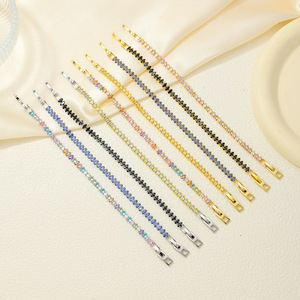 Nueva Tendencia 2026 Pulsera de Tenis con Piedra Marquise de Colores Mixtos y Zirconia 5A, Chapada en Oro/Plata, Joyería Apilable TOP ICY para Mujer para Fiestas - Product Image 3