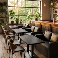 Ensemble table et chaises de restaurant occidental de style rétro, banquette de bar, canapé de bistrot personnalisable en PU, pour installation murale