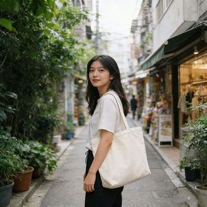 Sac fourre-tout en toile vierge écologique personnalisable, sac à main réutilisable, sac de courses - Product Image 4