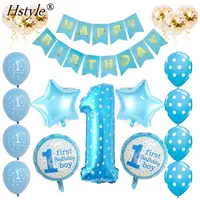 1 jaar Oude Baby Shower Verjaardag Nummer 1 Folie Ballonnen Jongen Meisje Dot Latex Ballon Kids Verjaardagsfeestje DIY Decoraties SET383