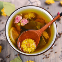 Mélange de tisanes naturelles aux fleurs et fruits en sachet : Citron, Rose, Chrysanthème, Feuille de Lotus, Graine de Cassia, Sucre de roche - Sachet individuel