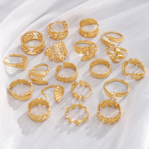 20 件/套 时尚女式欧美风叶子形几何合金戒指套装（珠宝首饰用） - Product Image 5