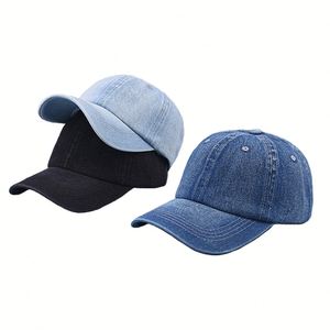 Casquette de baseball unisexe en denim, couleur unie, souple, anti-UV, pour adultes, vente en gros, personnalisation acceptée - Product Image 1