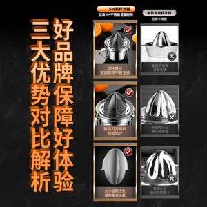 304 Stainless Steel Manual Juicer Household Lemon Orange Juicer Fruit Juicing Tool Easy To Clean Hand Wash Only - Product Image 1