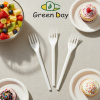 Greenday Biologisch afbreekbaar wegwerpbare bestekset op maat gemaakte kleur PLA vork voor cake & fruit voor restaurant & picknick & feesten & vliegtuig
