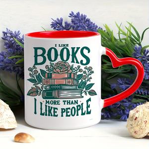 Taza <span class=keywords><strong>de</strong></span> café <span class=keywords><strong>de</strong></span> cerámica <span class=keywords><strong>de</strong></span> 11 Oz <span class=keywords><strong>de</strong></span> la marca Diytree con cita "I Love Books More Than Just One" y mango en forma <span class=keywords><strong>de</strong></span> corazón para escritores - Product Image 2