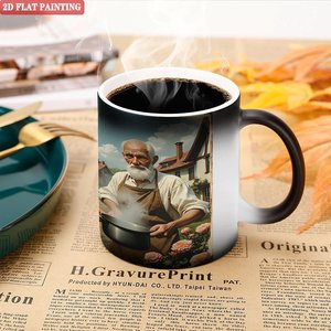 Mug en céramique noir givré 11 oz, tasse magique changeant de couleur à la chaleur, base antidérapante, ne raye pas, utilisation sur table - Product Image 5