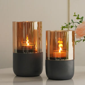 Glass Candle <strong>Holders</strong> <strong>Light</strong> Orange Glass Resin Base Wedding Table Centerpieces Pillar <strong>Tea</strong> <strong>Light</strong> <strong>Holders</strong> - Product Image 5