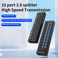 En stock 10-en-1 USB 3.0 HUB Station d'accueil Type C Hub avec commutateur ordinateur données multi-port séparateur indépendant pour ordinateur portable