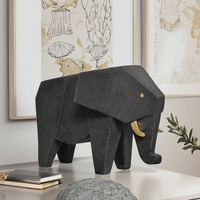 Statue d'éléphant moderne en résine noire Wesmo, sculpture de table durable en forme d'animal pour la décoration de la maison et du bureau