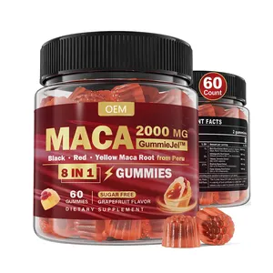 Gommes à la racine de maca biologique de marque privée Biocaro OEM bonbons halal maca noire plus suppléments à base de plantes pour femmes et hommes