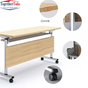 Space-Saving Modern Dining Room Folding Wooden Table with <b>Casters</b> Durable and Foldable Design - Product Image 3