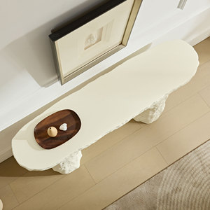Table <span class=keywords><strong>console</strong></span> au design moderne de 53,94 pouces, table en pierre, table d'entrée en fibre de verre avec pieds irréguliers pour salon - Product Image 3