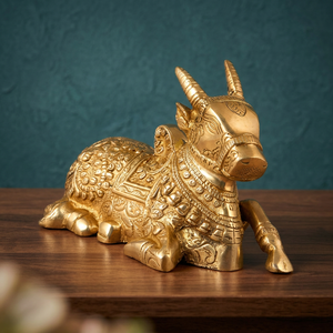 Figura Decorativa de Latón Hecha a Mano, Estilo Tradicional, Diseño de Vaca Nandi, Ideal para la Celebración de Diwali - Product Image 4