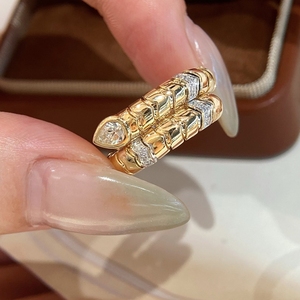 แหวนงูทองคำแท้ 18K ประดับเพชร Aazuo Lab Grown Diamonds สไตล์วินเทจ สำหรับผู้หญิง หรูหรา เหมาะสำหรับงานเลี้ยง ของขวัญแทนใจระดับไฮเอนด์ - Product Image 4