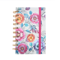 Ensemble de planificateur et de carnet à spirales personnalisés, format A4/A5/A6, design floral marbré avec bande élastique pour une utilisation quotidienne