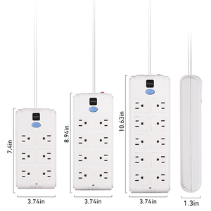 전원 보드 N 1.8M 서지 보호기 8 홀 125V 연장 코드 멀티 플러그 콘센트 과부하 보호기 15A 연장 소켓 (FCC 포함) - Product Image 6