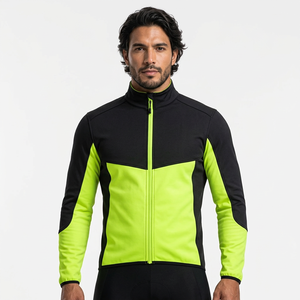 Chaqueta de Ciclismo para Hombre, Negra y Verde Lima, con Cierre Completo, Manga Larga, Resistente al Viento, Ropa Deportiva para Ciclismo de Montaña, OEM, Tallas Grandes - Product Image 4