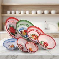 Vasque décorative en émail en promotion Lavabo sur pied en céramique avec revêtement émaillé et motif floral