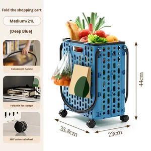 Chariot de courses pliable en plastique pour extérieur, camping, pique-nique, chariot à main, chariot de supermarché, chariot de courses pour la maison, chariot monte-escaliers - Product Image 6