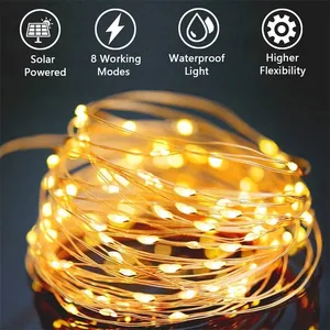 Guirlandes lumineuses solaires <span class=keywords><strong>LED</strong></span> IP65 7M/12M/22M/32M pour extérieur, allées, patios, étanches, pour Noël, mariages, jardins, rues - Product Image 2