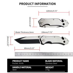 Cuchillo Plegable OEM con Hoja de Acero Inoxidable 3cr13, Faca Dobravel, Canivete Tático, Cuchillo de Rescate de Bolsillo con Clip y Rompecristales - Product Image 2