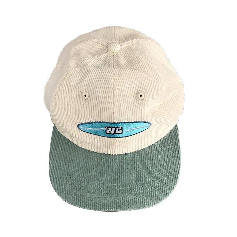 Dsitressed retro unisex dois tons vintage lavagem veludo cotelê não estruturado boné de beisebol pai plana bill snapback com logotipo bordado