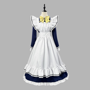 Natsumes Book Of Friends Cosplay Costume Women Navy Blue Maid Dress Full Set Adult Anime Costume - Product Image 4