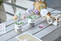 YOOJEE Fleurs en crochet de coton faites à la main, cadeaux pour la Saint-Valentin, mariage, anniversaire - Message « Je t'aime » pour mari, petit ami
