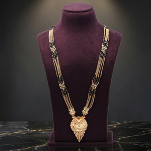 Elegant Gold Plated Pendant Mangalsutra, Traditional Mangalsutra, Indian Wedding Mangalsutra, <b>Black</b> Beads Gold Mangalsutra. - Product Image 2
