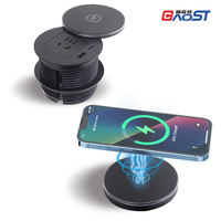 Stopkontak listrik meja, Soket listrik meja dengan Standar Nasional Lima Lubang, Lubang Pengisian Daya USB PD20W 80mm, Hitam