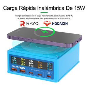 Chargeur GaN multi-ports RELIFE RL-304R 260W haute puissance avec écran tactile couleur <span class=keywords><strong>LCD</strong></span> et design de dissipation thermique sans fil QI 15W - Product Image 5