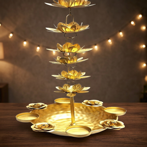 Autiraz Traditional Indian Brass Hanging <b>Lantern</b> Diya <b>Tealight</b> Holder Handmade Eco-Friendly Heat Resistant Religious Candle Jars - Product Image 4