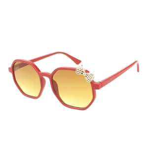 Nouvelles lunettes de soleil pour enfants à la mode avec mignon dessin animé nœud papillon violet marron bleu rose cadres pour petites filles - Product Image 2