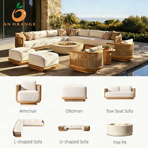 Juego de Sofás de Lujo para Exteriores, Sofás de Jardín, Muebles de Jardín, Sofá en Forma de L de Teca, Juego de Patio, Sofá Moderno para Jardín - Product Image 1