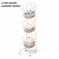 Chariot de rangement à roulettes pour linge, panier à linge détachable en fer forgé pour la maison et la salle de bain