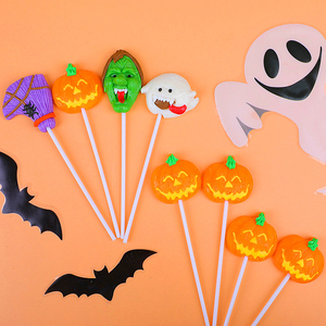 Caramelos de Halloween al por mayor, piruletas de 12g con caja expositora de mostrador, OEM, marca privada, caramelos duros Halal - Product Image 3