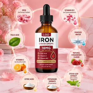 OEM/ODM Gouttes de <span class=keywords><strong>Fer</strong></span> Supplément Minéral Complément Alimentaire Chaque Bouteille de 60ml Est Riche en <span class=keywords><strong>Vitamine</strong></span> <span class=keywords><strong>B12</strong></span> <span class=keywords><strong>Fer</strong></span> <span class=keywords><strong>et</strong></span> Acide Folique - Product Image 3