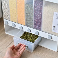 Distributeur automatique de riz et d'aliments secs en plastique, grande capacité (6-10L), contrôle de sortie précis, design carré, couvercle amovible pour