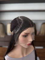 Perruque juive en dentelle suisse avec ligne de cheveux naturelle, couleur avec mèches, perruque casher à cuticules alignées